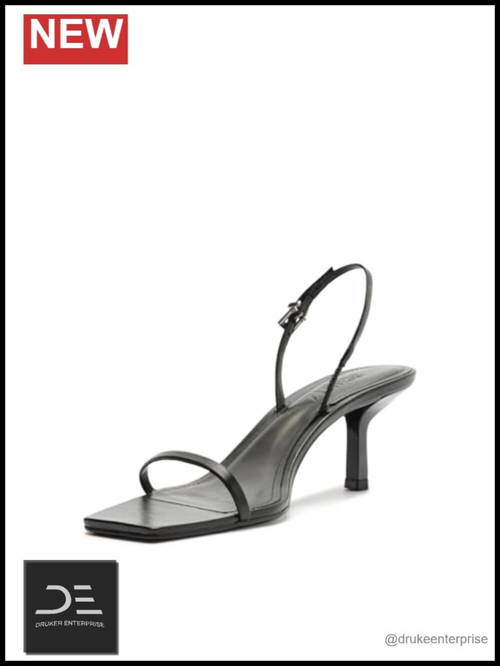 Strappy Slingback Sandals Square Toe Mid Heel